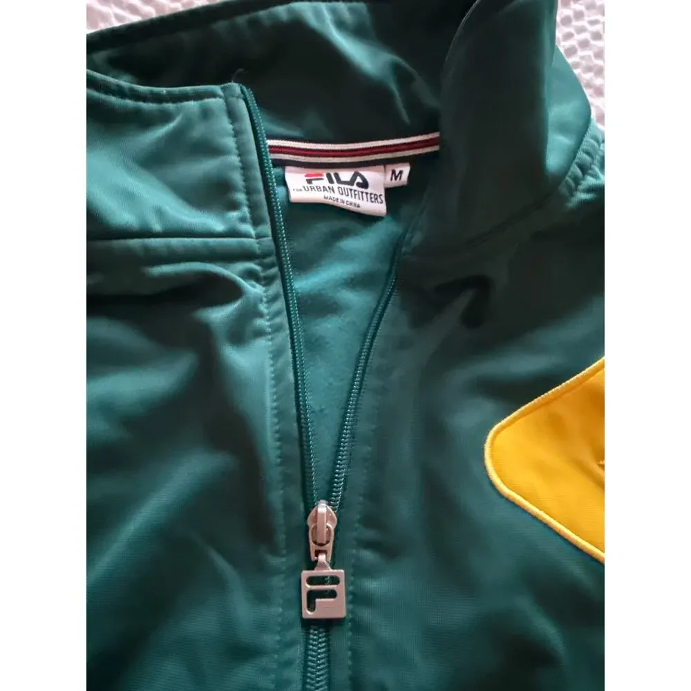 FILA Urban Outfitters 1/4 Zip Pullover Sz M  Green Red Yellow Colorblock Track